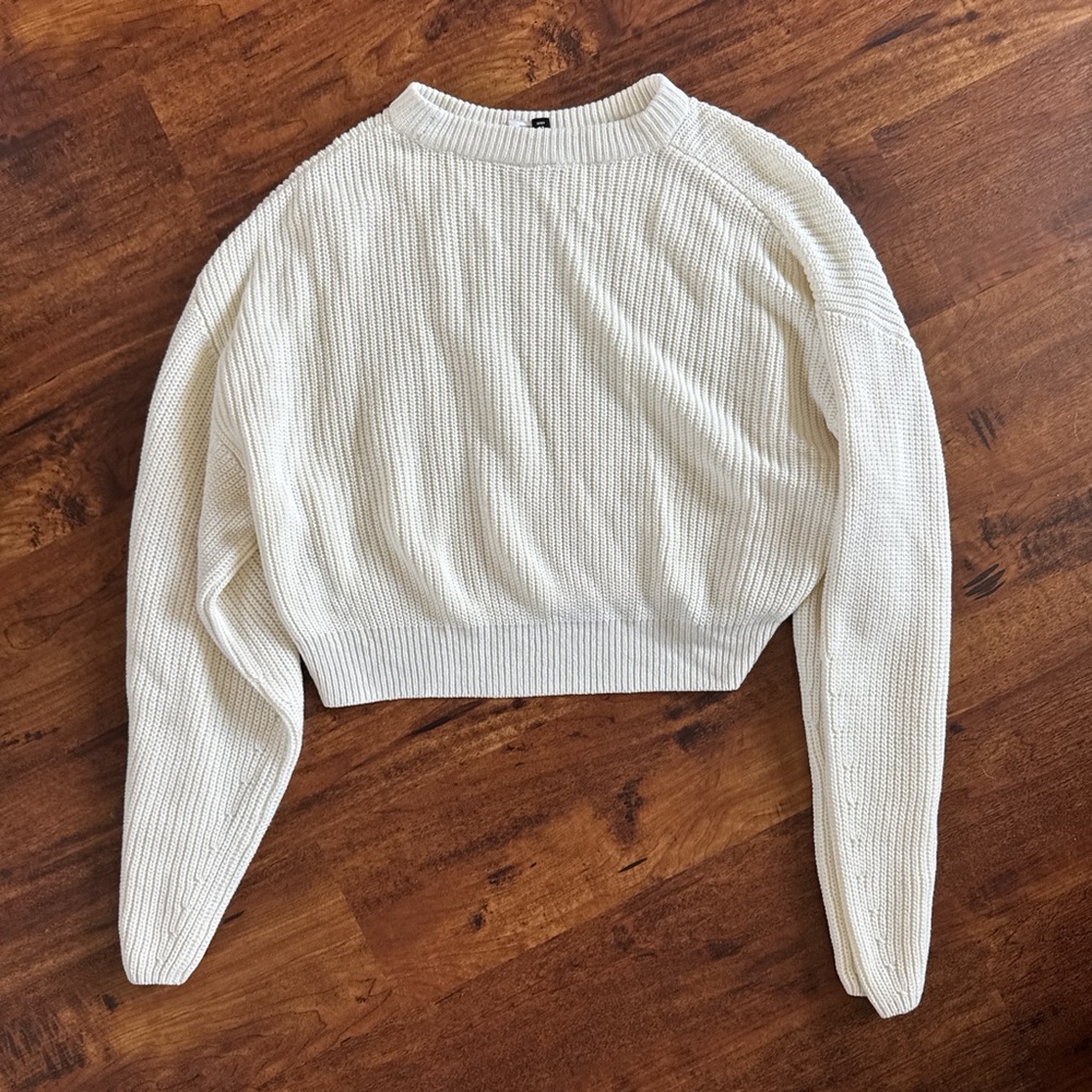 H&M Cream Ribbed Knit Sweater